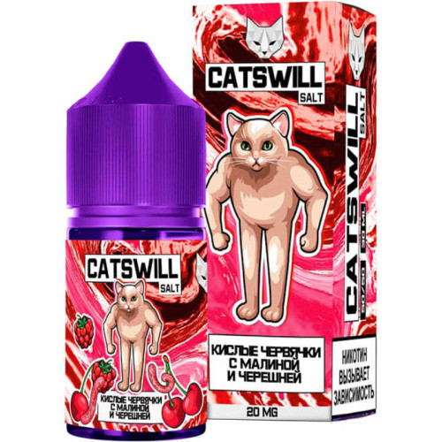 Кислые Червячки Малина Черешня 20мг STRONG Catswill 30мл Жидкость